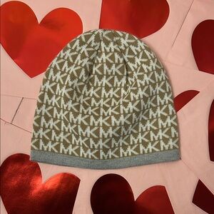Michael Kors brown gold and cream signature logo Women’s Beanie